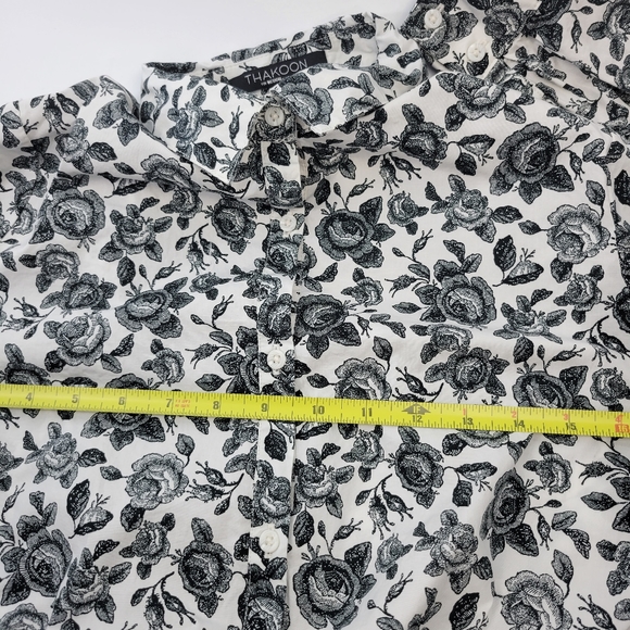 Thakoon For Design Nation Womens Blouse Size Small Button Up Floral Ruched - Picture 9 of 12